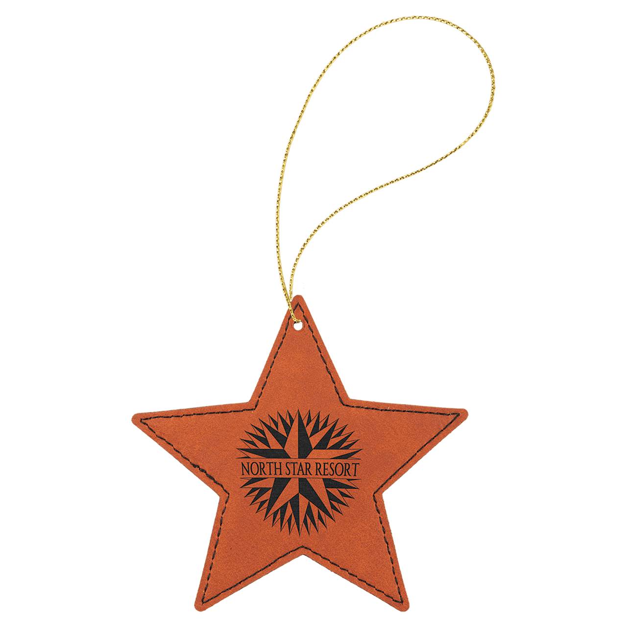 Blue/Silver Laserable Leatherette Star Ornament with Silver String
