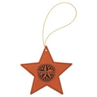 Thumbnail for Blue/Silver Laserable Leatherette Star Ornament with Silver String