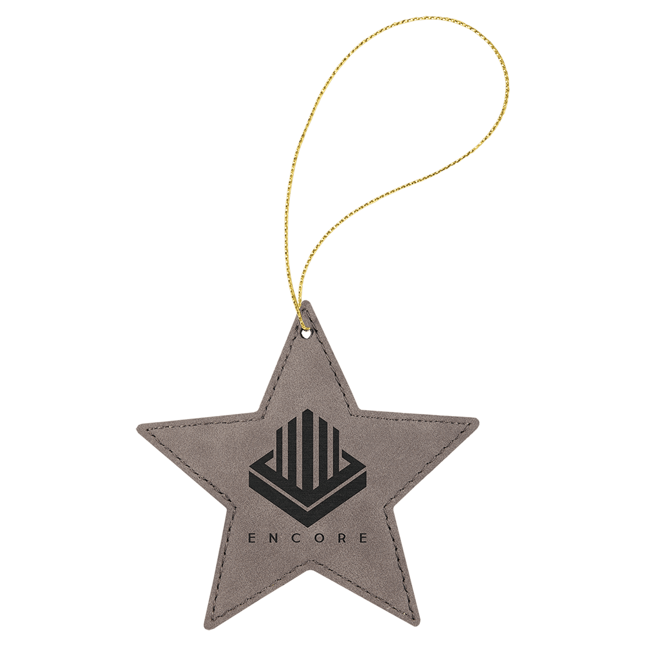 Blue/Silver Laserable Leatherette Star Ornament with Silver String