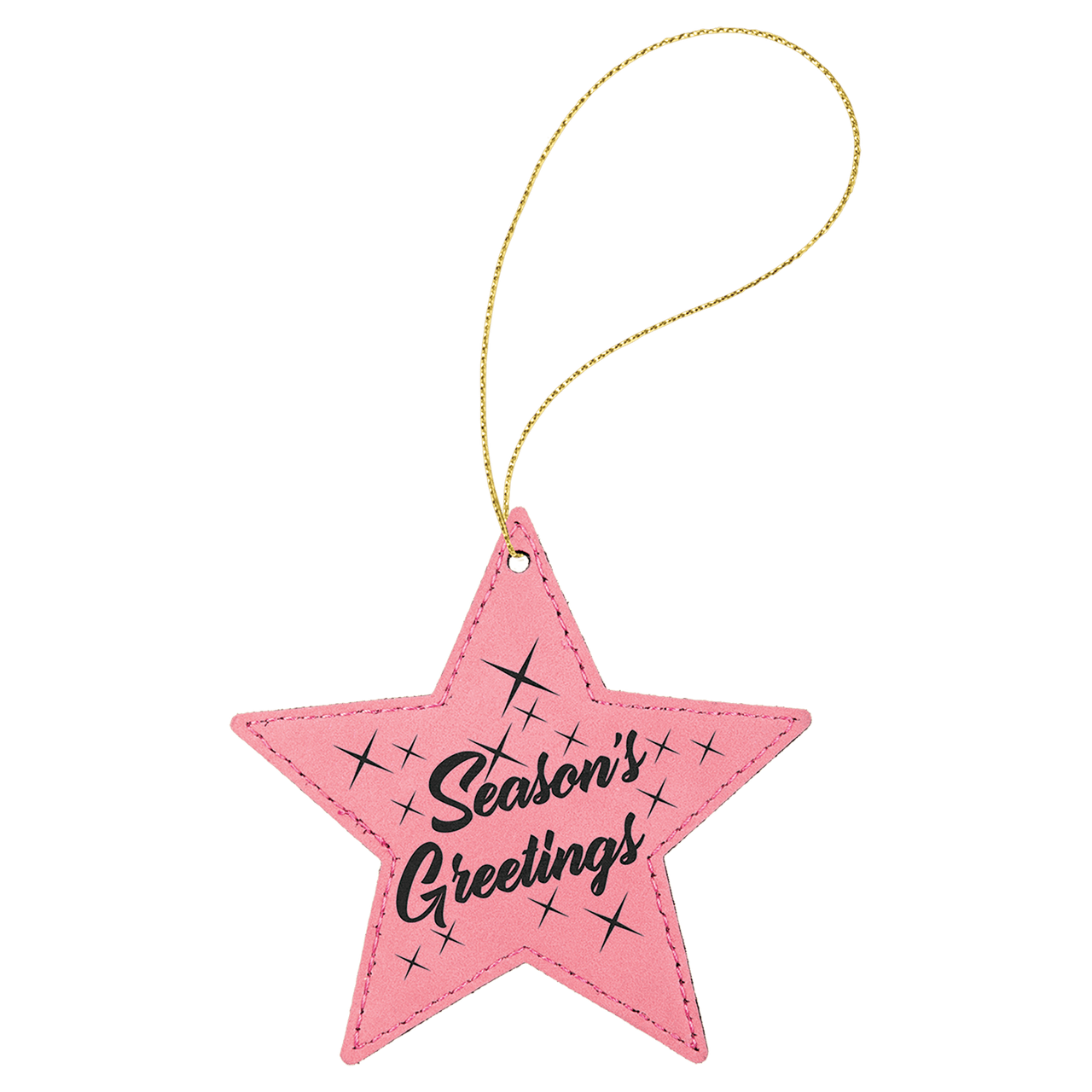 Blue/Silver Laserable Leatherette Star Ornament with Silver String