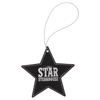 Thumbnail for Blue/Silver Laserable Leatherette Star Ornament with Silver String