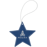 Thumbnail for Blue/Silver Laserable Leatherette Star Ornament with Silver String