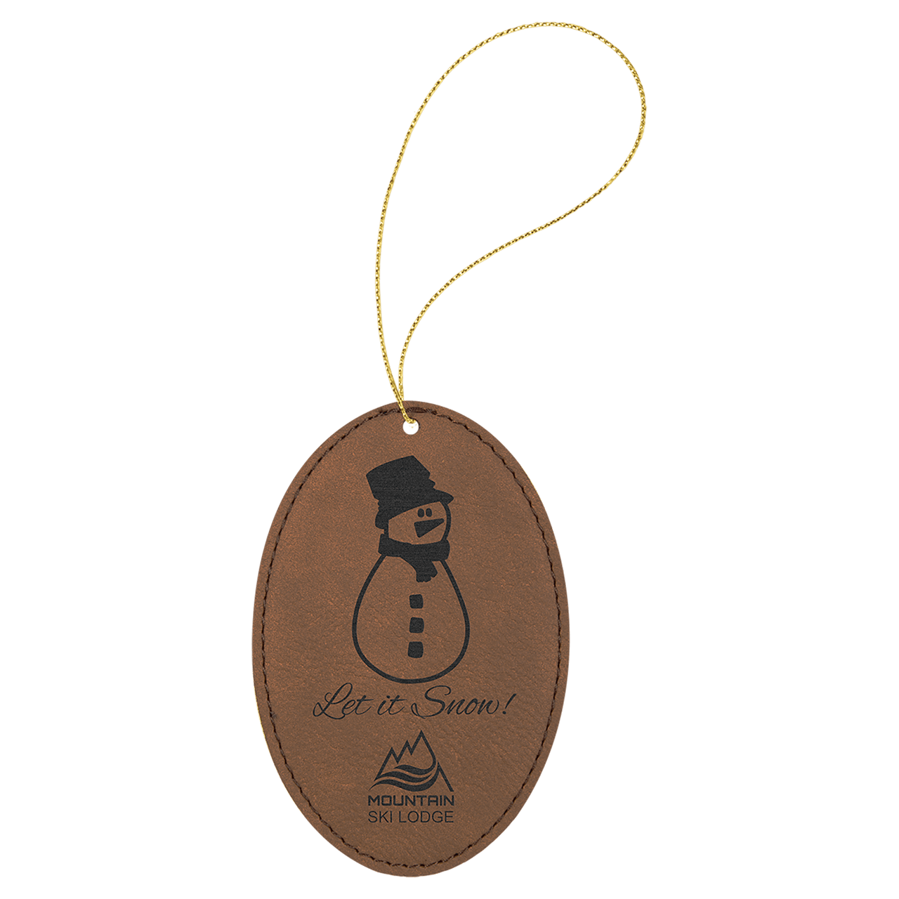Blue/Silver Laserable Leatherette Oval Ornament with Silver String
