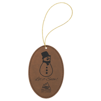 Thumbnail for Blue/Silver Laserable Leatherette Oval Ornament with Silver String