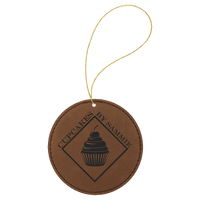 Thumbnail for Rawhide Laserable Leatherette Round Ornament with Gold String