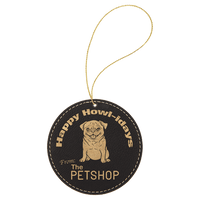 Thumbnail for Rawhide Laserable Leatherette Round Ornament with Gold String