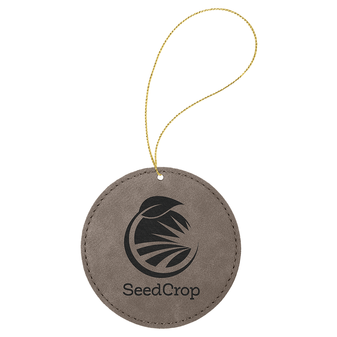 Rawhide Laserable Leatherette Round Ornament with Gold String