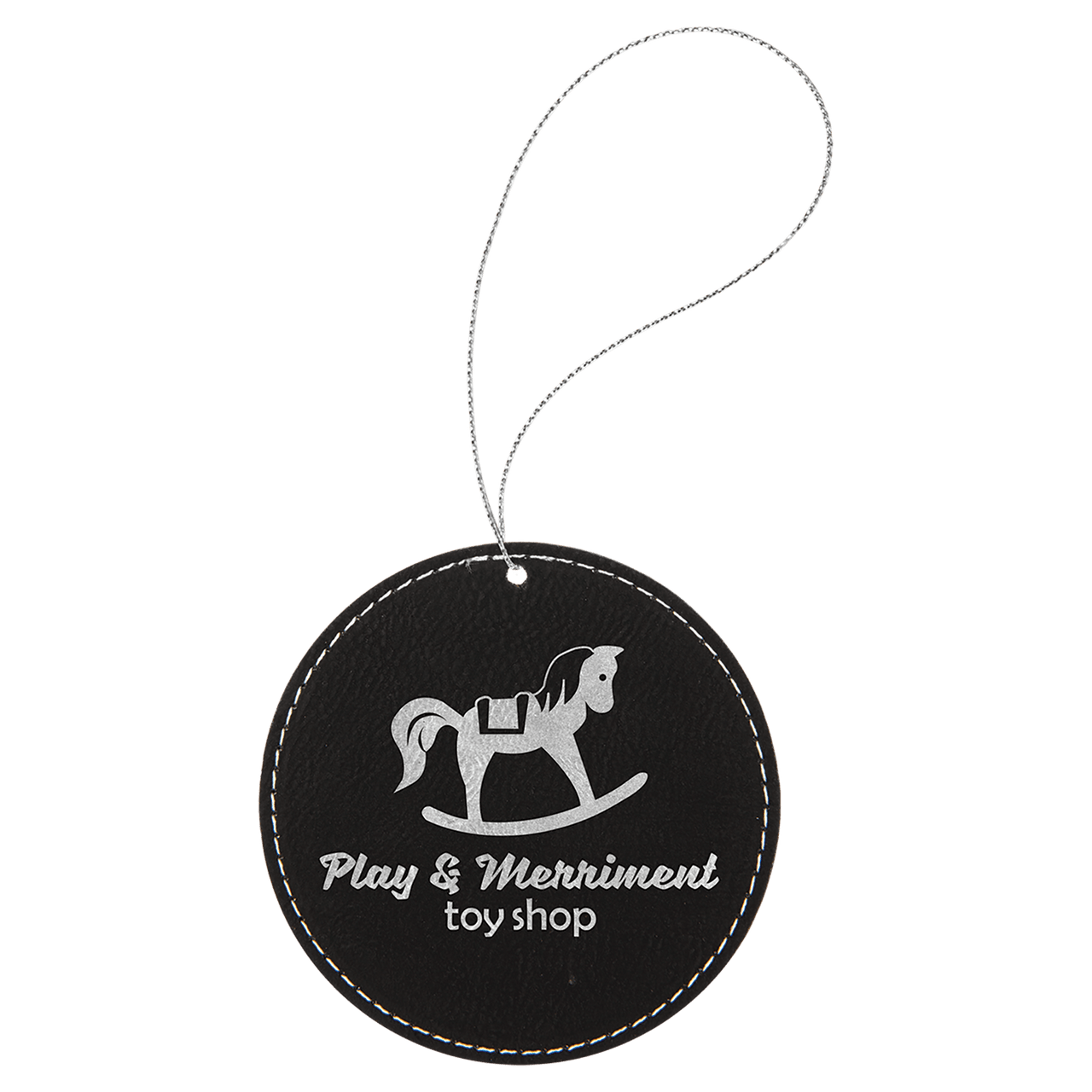 Rawhide Laserable Leatherette Round Ornament with Gold String