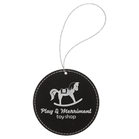 Thumbnail for Rawhide Laserable Leatherette Round Ornament with Gold String