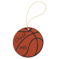 Thumbnail for Basketball Laserable Leatherette Round Ornament with Gold String