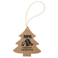 Thumbnail for Gray Laserable Leatherette Tree Ornament with Gold String