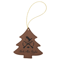 Thumbnail for Dark Brown Laserable Leatherette Tree Ornament with Gold String