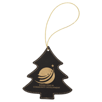 Thumbnail for Gray Laserable Leatherette Tree Ornament with Gold String