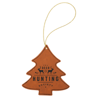 Thumbnail for Gray Laserable Leatherette Tree Ornament with Gold String