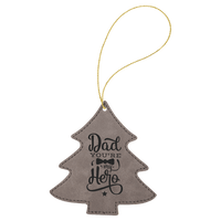 Thumbnail for Gray Laserable Leatherette Tree Ornament with Gold String