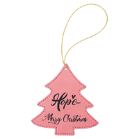 Thumbnail for Gray Laserable Leatherette Tree Ornament with Gold String