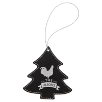 Thumbnail for Gray Laserable Leatherette Tree Ornament with Gold String