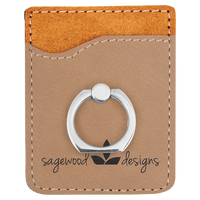 Thumbnail for Light Brown Laserable Leatherette Phone Wallet with Silver Ring