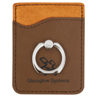 Thumbnail for Dark Brown Laserable Leatherette Phone Wallet with Silver Ring