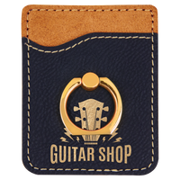 Thumbnail for Dark Brown Laserable Leatherette Phone Wallet with Silver Ring