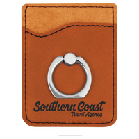 Thumbnail for Dark Brown Laserable Leatherette Phone Wallet with Silver Ring