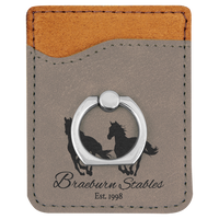 Thumbnail for Dark Brown Laserable Leatherette Phone Wallet with Silver Ring