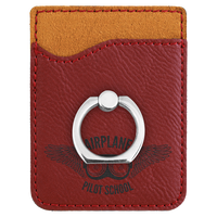 Thumbnail for Dark Brown Laserable Leatherette Phone Wallet with Silver Ring