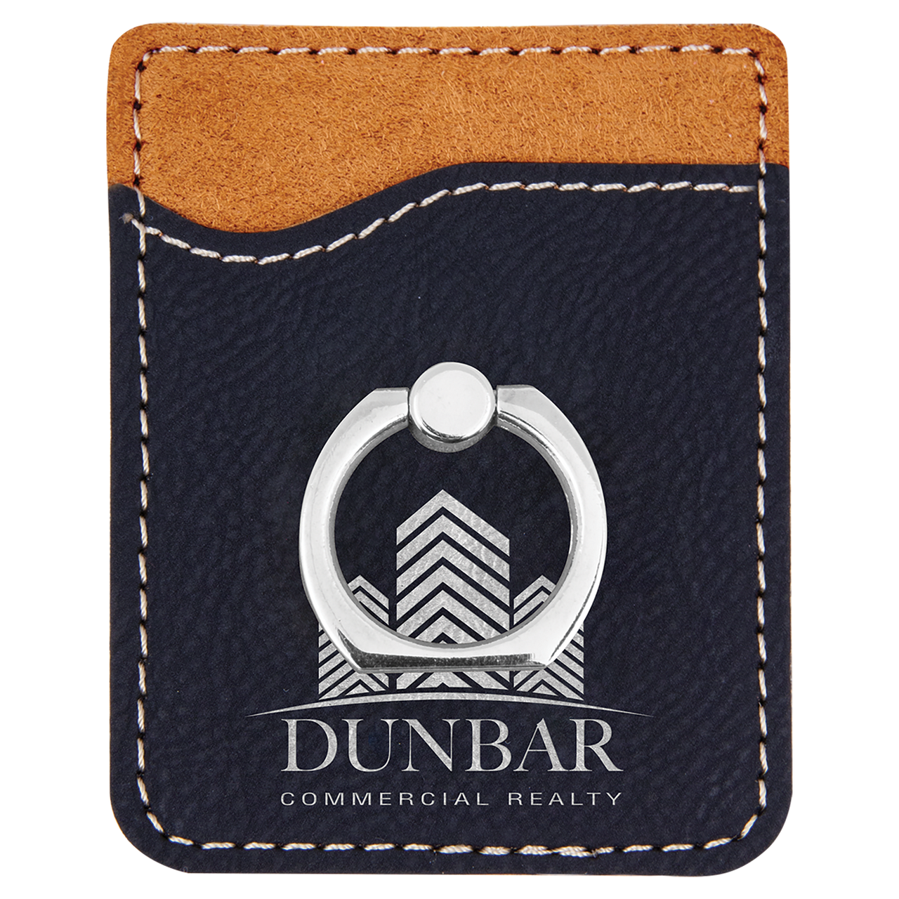 Dark Brown Laserable Leatherette Phone Wallet with Silver Ring
