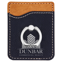 Thumbnail for Dark Brown Laserable Leatherette Phone Wallet with Silver Ring