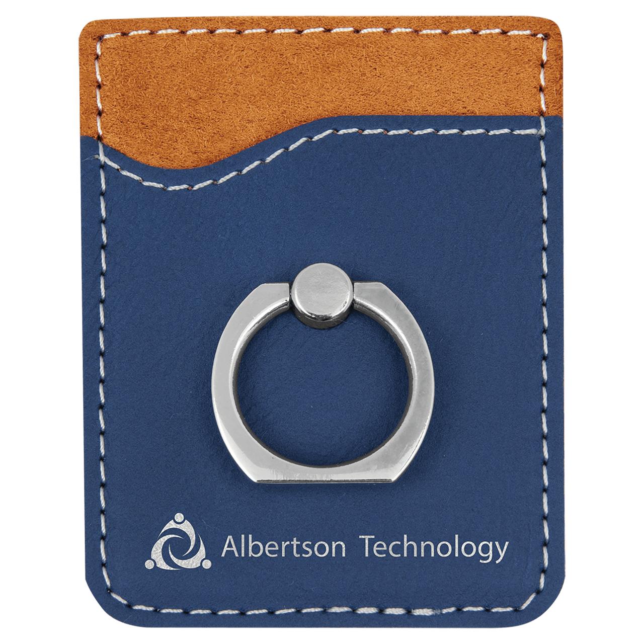 Dark Brown Laserable Leatherette Phone Wallet with Silver Ring