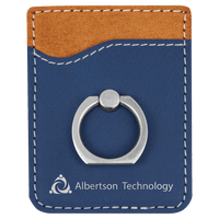 Thumbnail for Dark Brown Laserable Leatherette Phone Wallet with Silver Ring