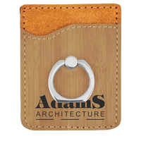 Thumbnail for Dark Brown Laserable Leatherette Phone Wallet with Silver Ring