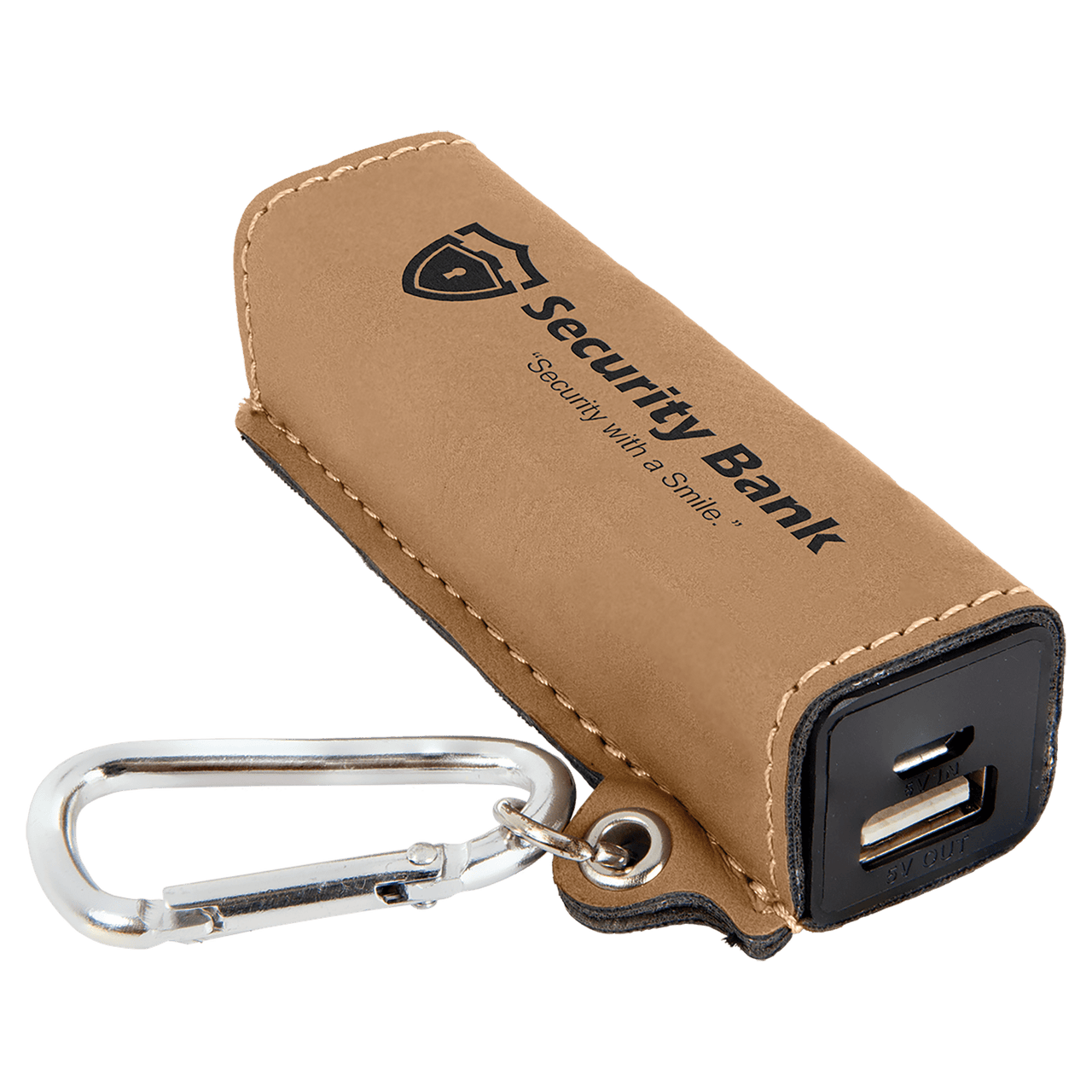 Rawhide Laserable Leatherette 2200 mAh Power Bank with USB Cord
