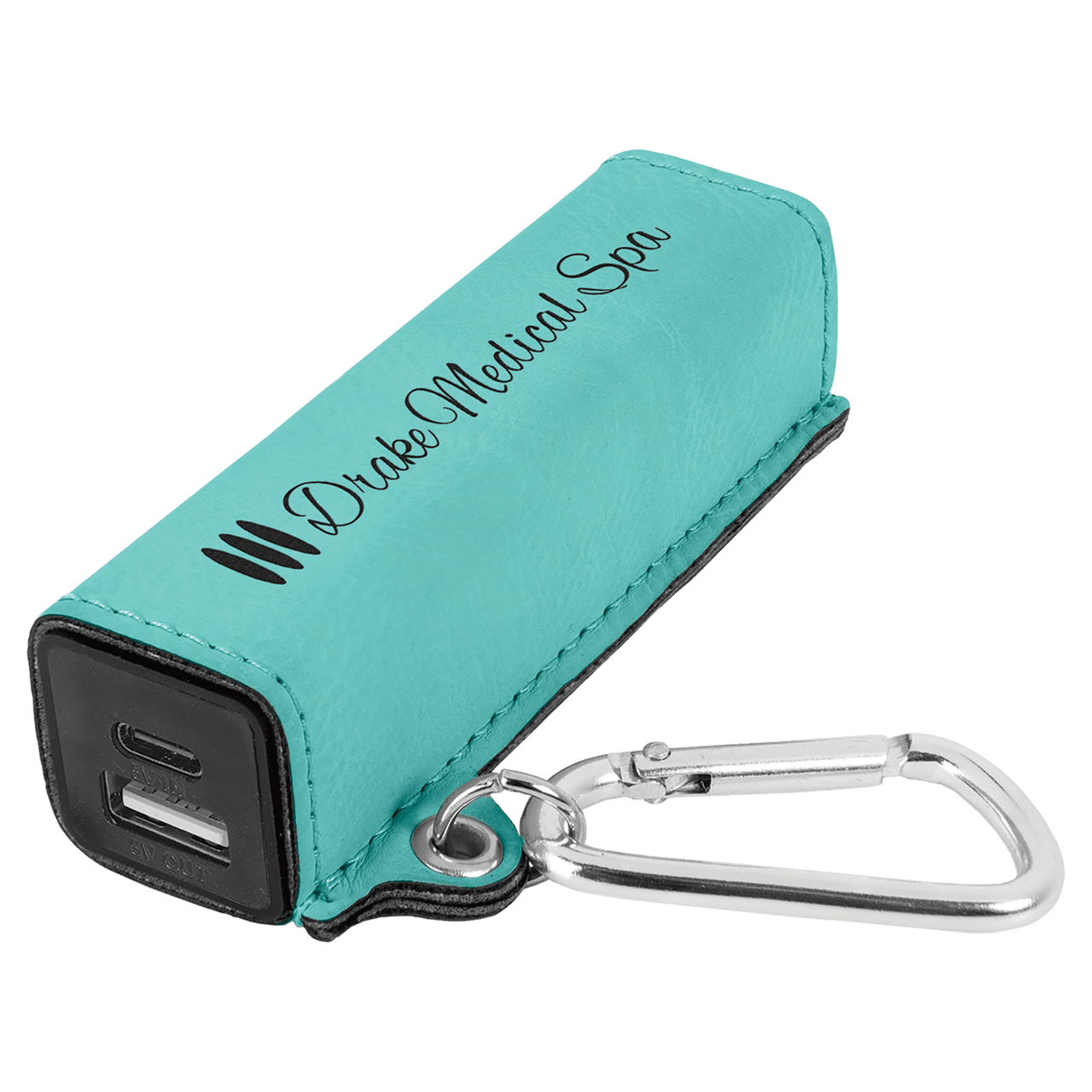 Rawhide Laserable Leatherette 2200 mAh Power Bank with USB-C Cord