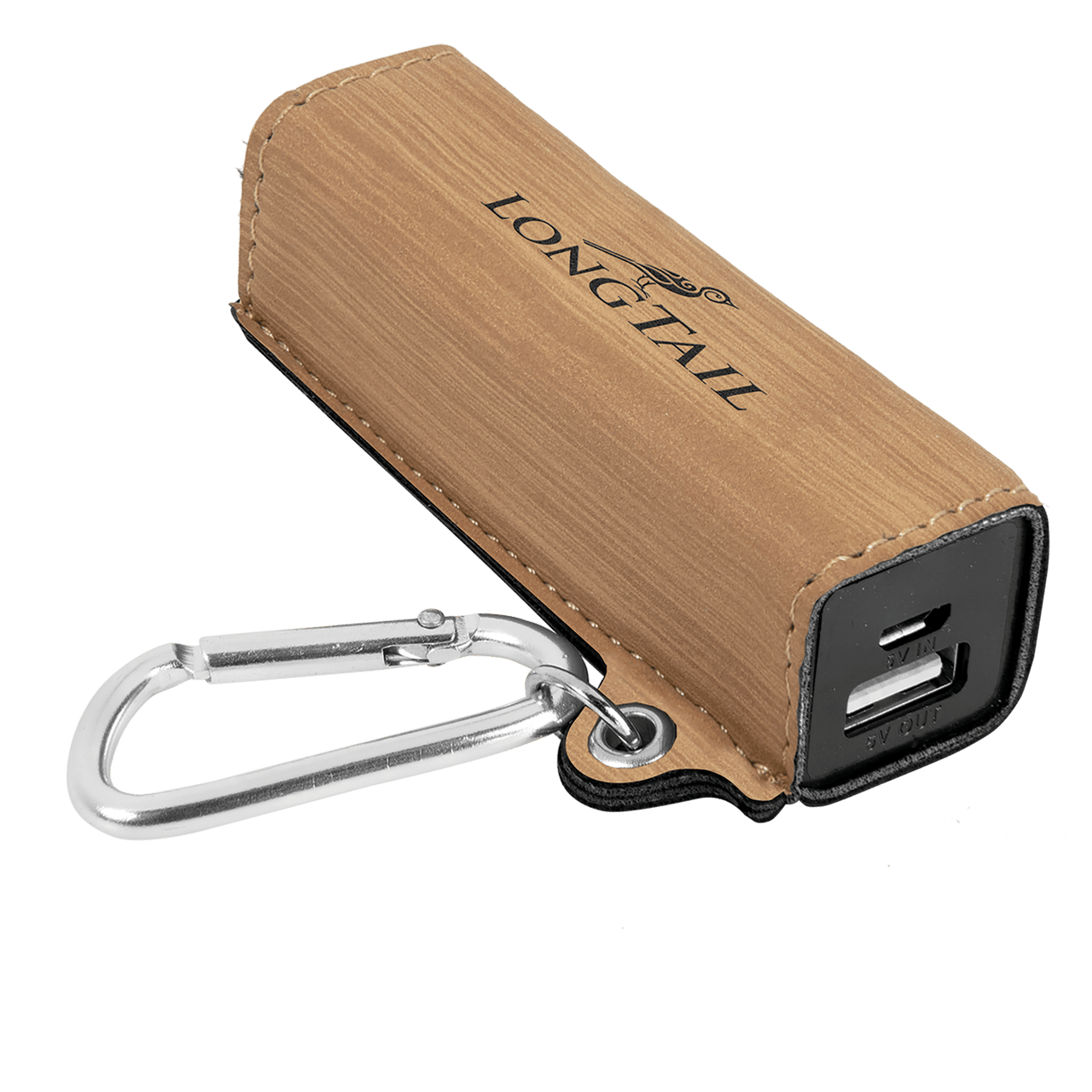Rawhide Laserable Leatherette 2200 mAh Power Bank with USB Cord