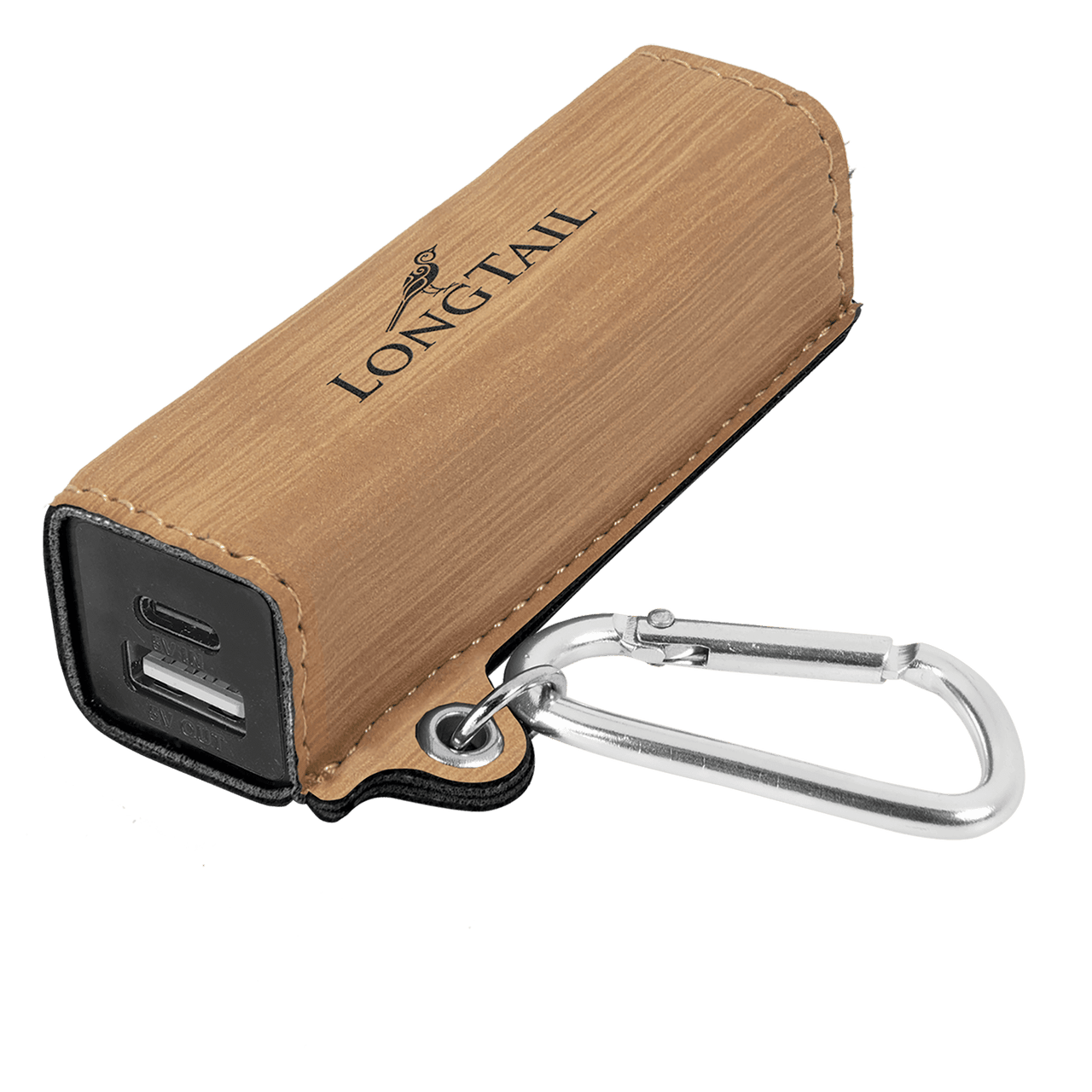 Rawhide Laserable Leatherette 2200 mAh Power Bank with USB-C Cord