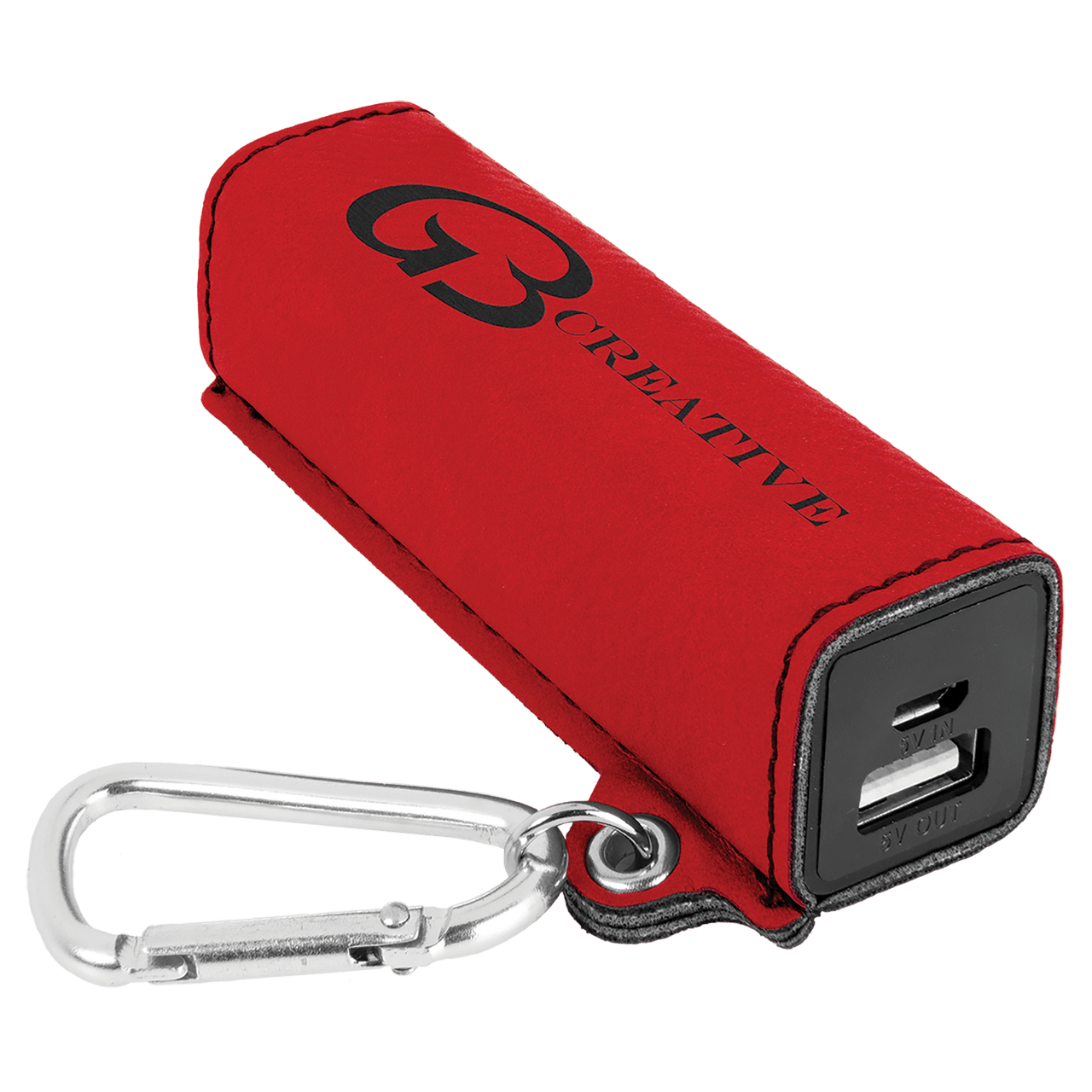 Rawhide Laserable Leatherette 2200 mAh Power Bank with USB Cord