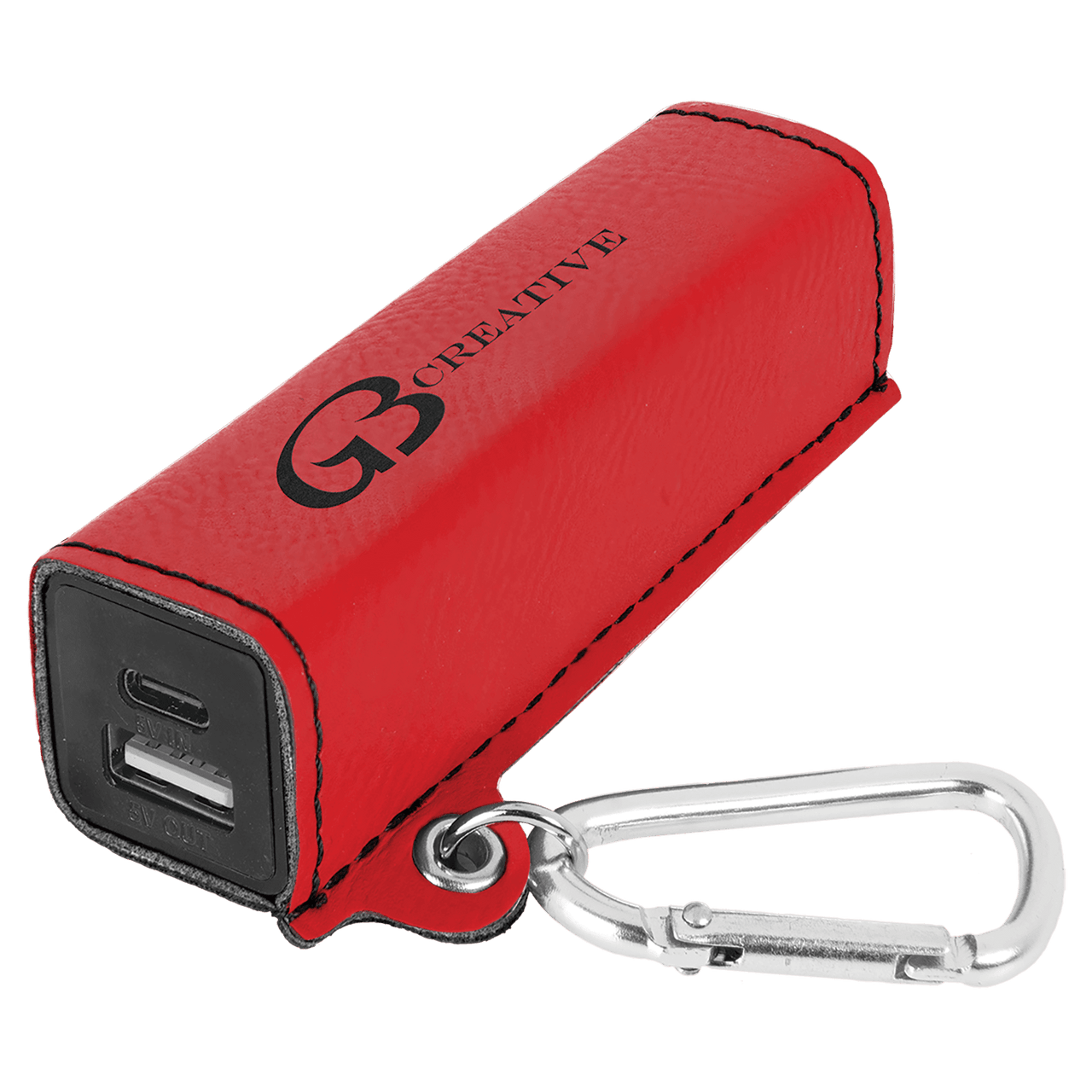 Rawhide Laserable Leatherette 2200 mAh Power Bank with USB-C Cord