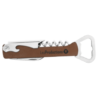 Thumbnail for Dark Brown Laserable Leatherette Wine Bottle Opener