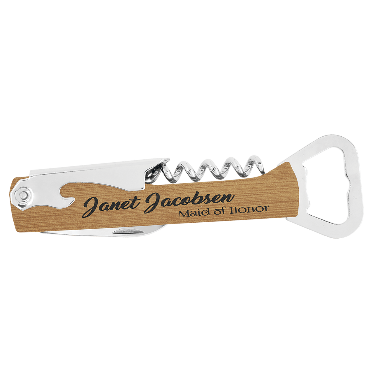 Dark Brown Laserable Leatherette Wine Bottle Opener