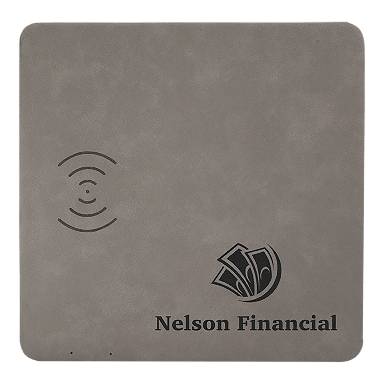 8" x 8" Gray Laserable Leatherette Phone Charging Mat