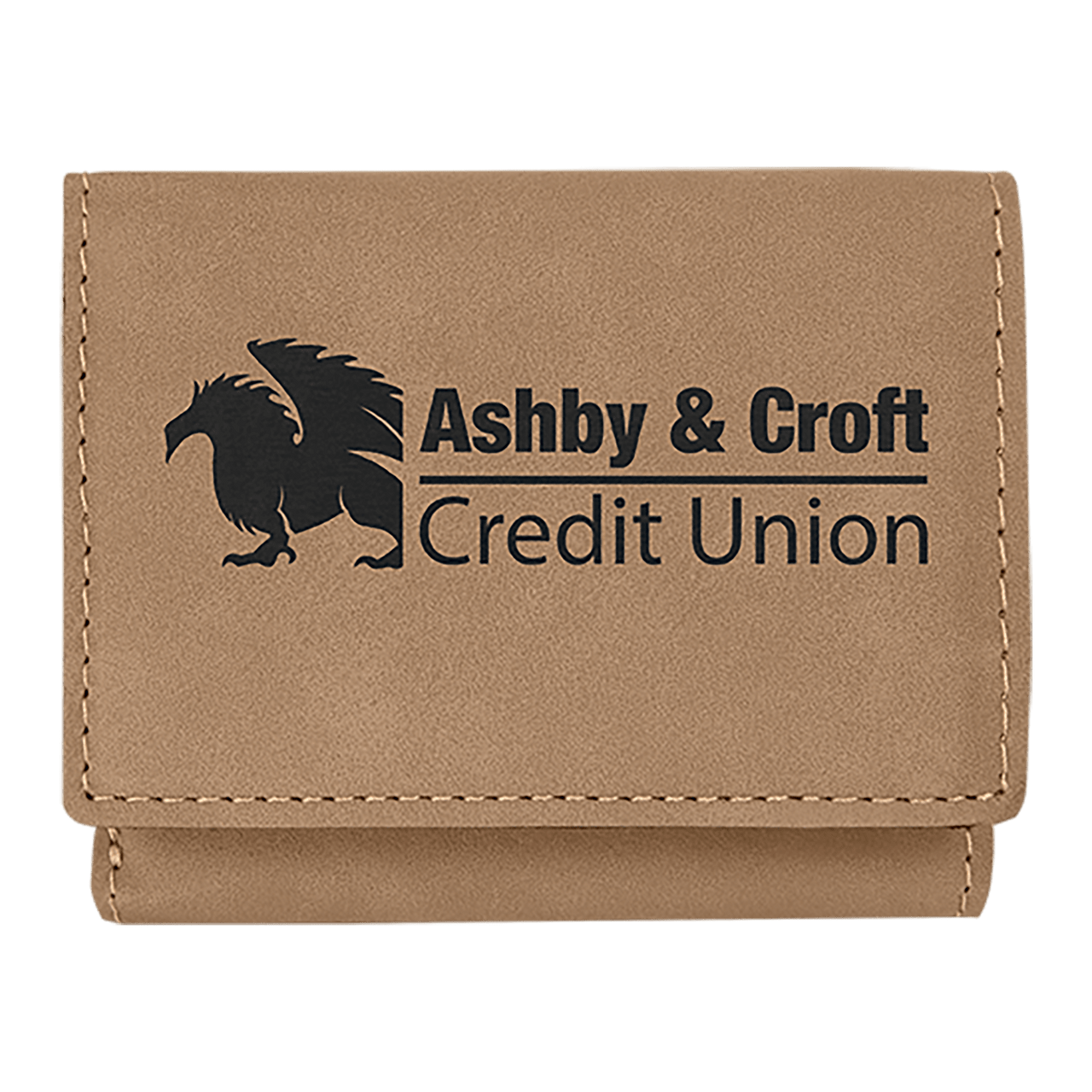 3" x 4" Black/Gold Laserable Leatherette Trifold Wallet