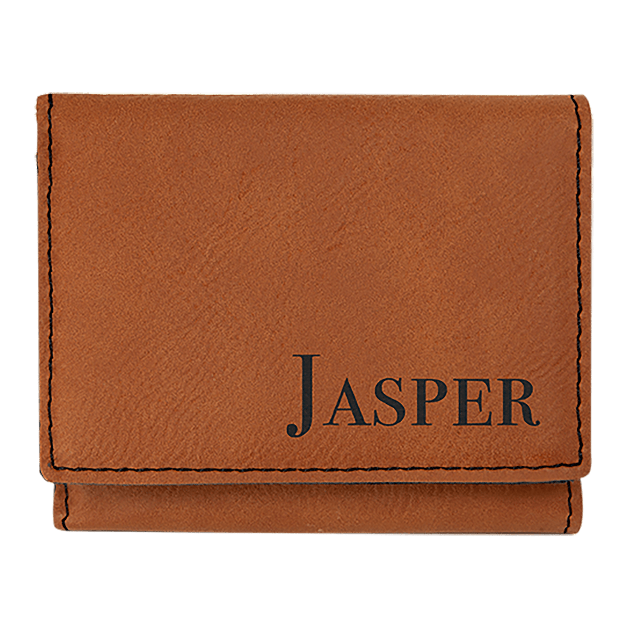 3" x 4" Black/Gold Laserable Leatherette Trifold Wallet