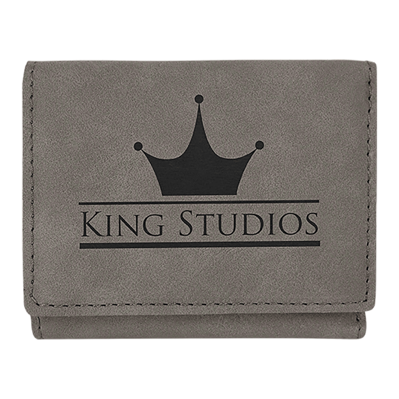 3" x 4" Black/Gold Laserable Leatherette Trifold Wallet