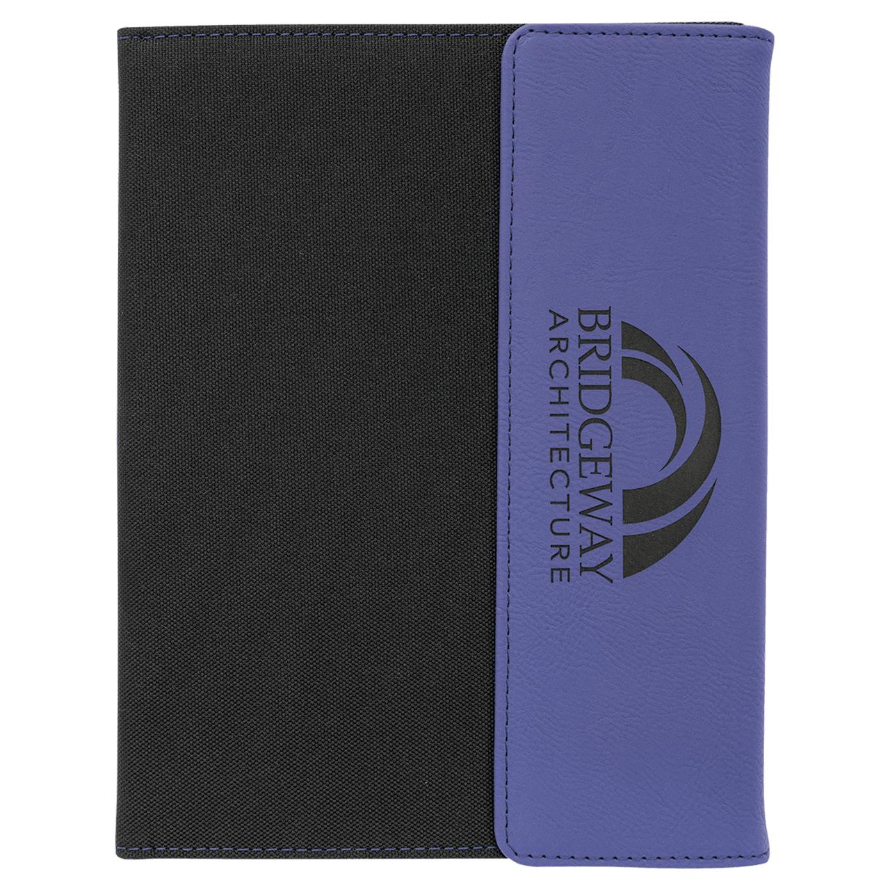 7" x 9" Black/Silver Laserable Leatherette /Gray Canvas Portfolio with Notepad