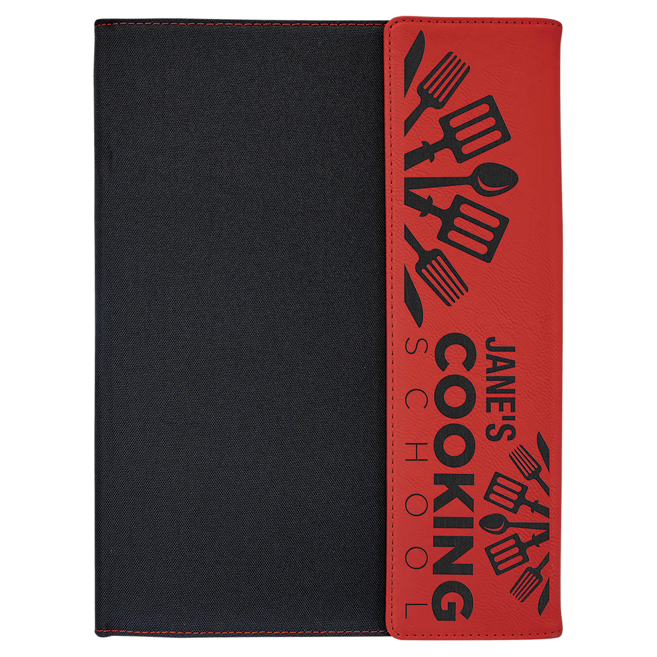 9 1/2"x12" Rustic/Silver Laserable Leatherette/Gray Canvas Portfolio w/Notepad