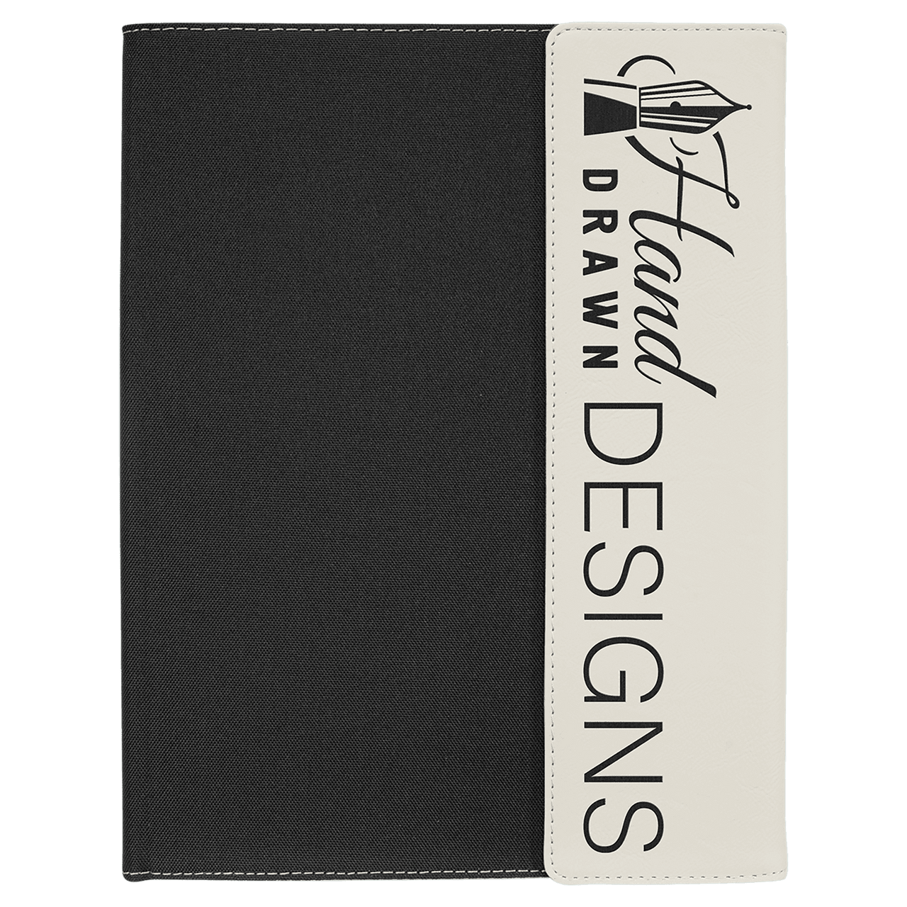9 1/2"x12" Rustic/Silver Laserable Leatherette/Gray Canvas Portfolio w/Notepad