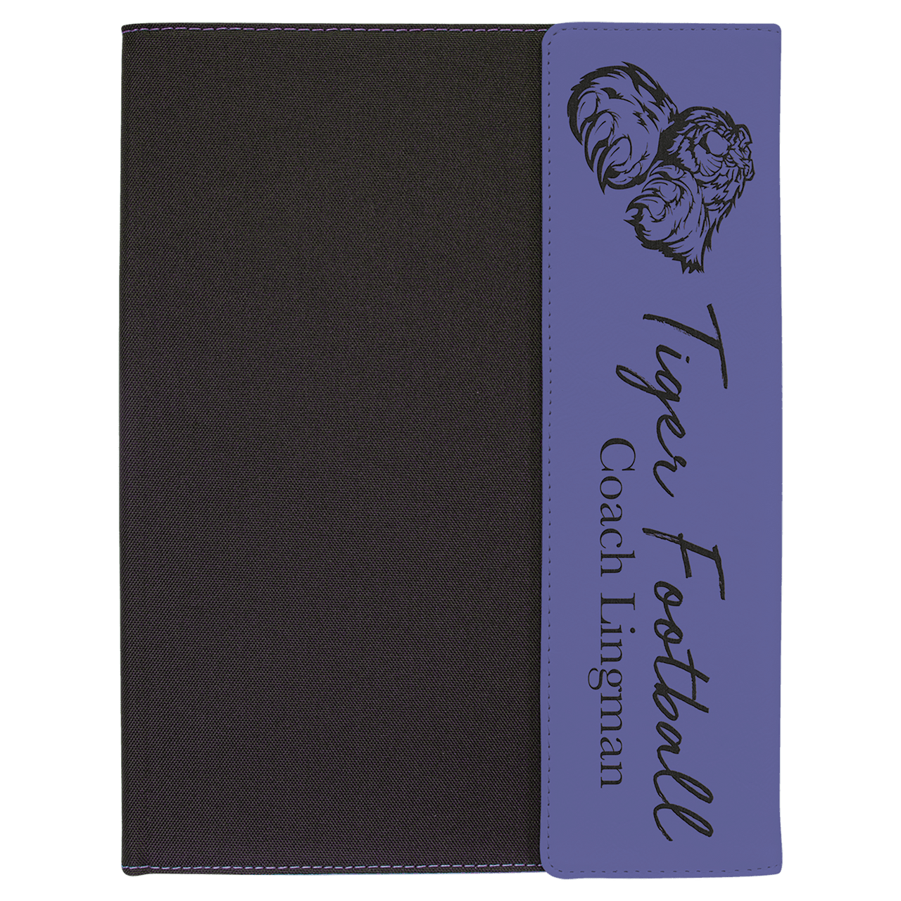 9 1/2"x12" Rustic/Silver Laserable Leatherette/Gray Canvas Portfolio w/Notepad