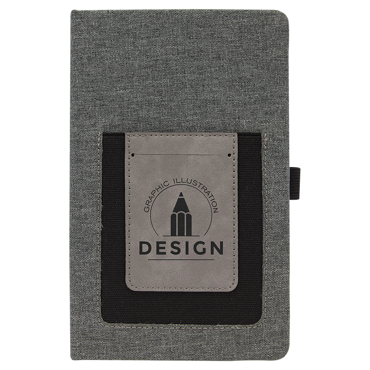 5 1/4" x 8 1/4" Gray w/Gray Laserable Leatherette Journal with Cell/Card Slot