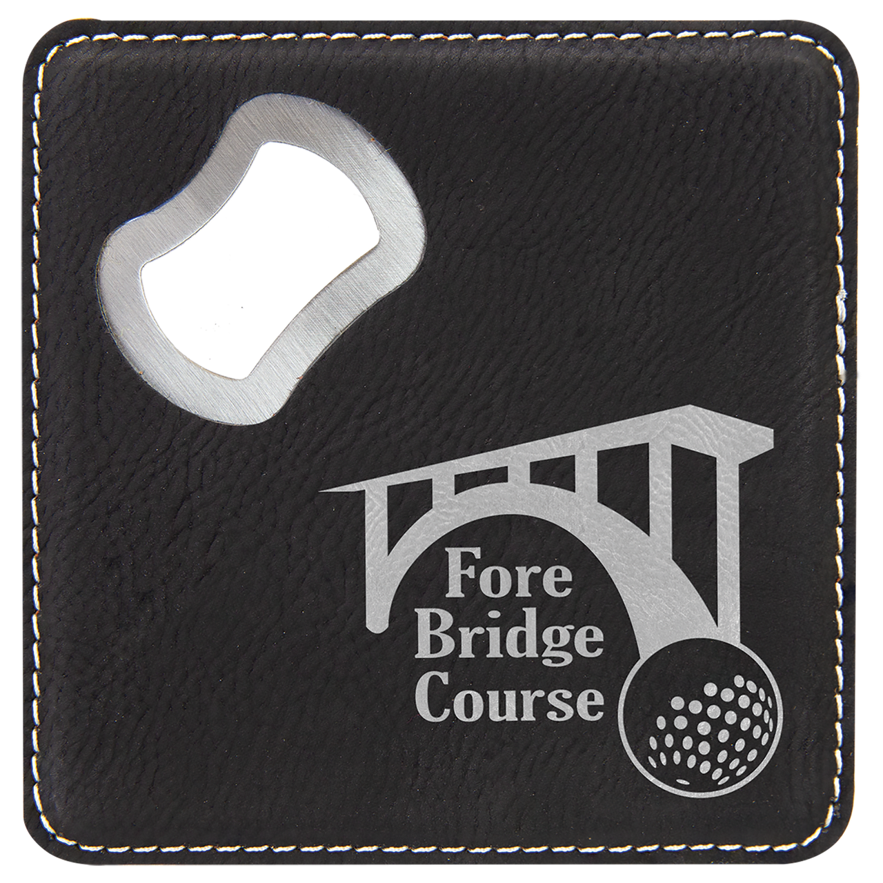 4" x 4" Square Red Laserable Leatherette Bottle Opener Coaster